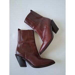 Sam Edelman 6 Ankle Western Boots Mandey Pecan Brown Heel Cowgirl Boho Festival